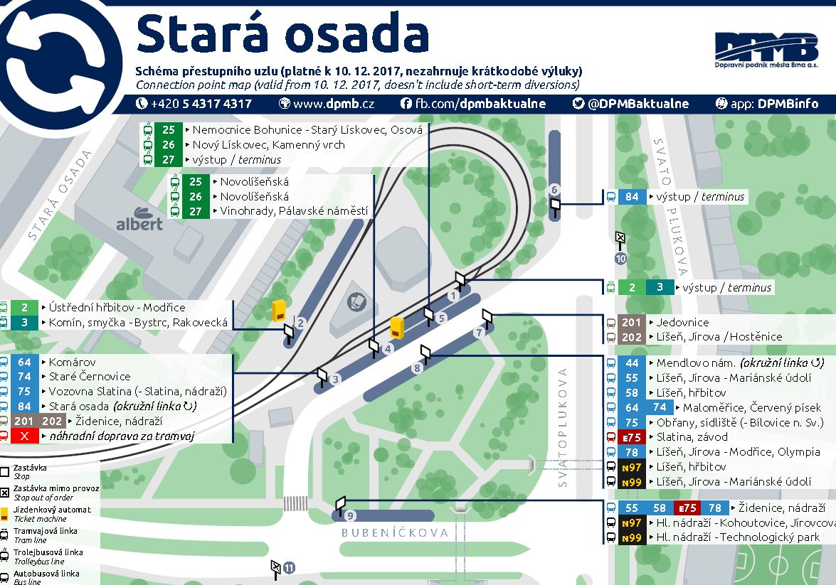 plánek přestupního uzlu Stará osada